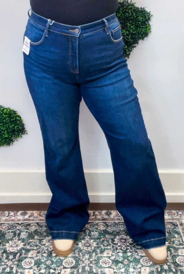 Tummy Control Mid Rise Flare Basic Jeans by Risen