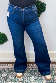 Tummy Control Mid Rise Flare Basic Jeans by Risen