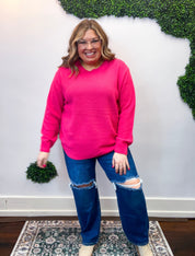 Sweet & Simple Knit Sweater in Hot Pink