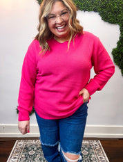 Sweet & Simple Knit Sweater in Hot Pink