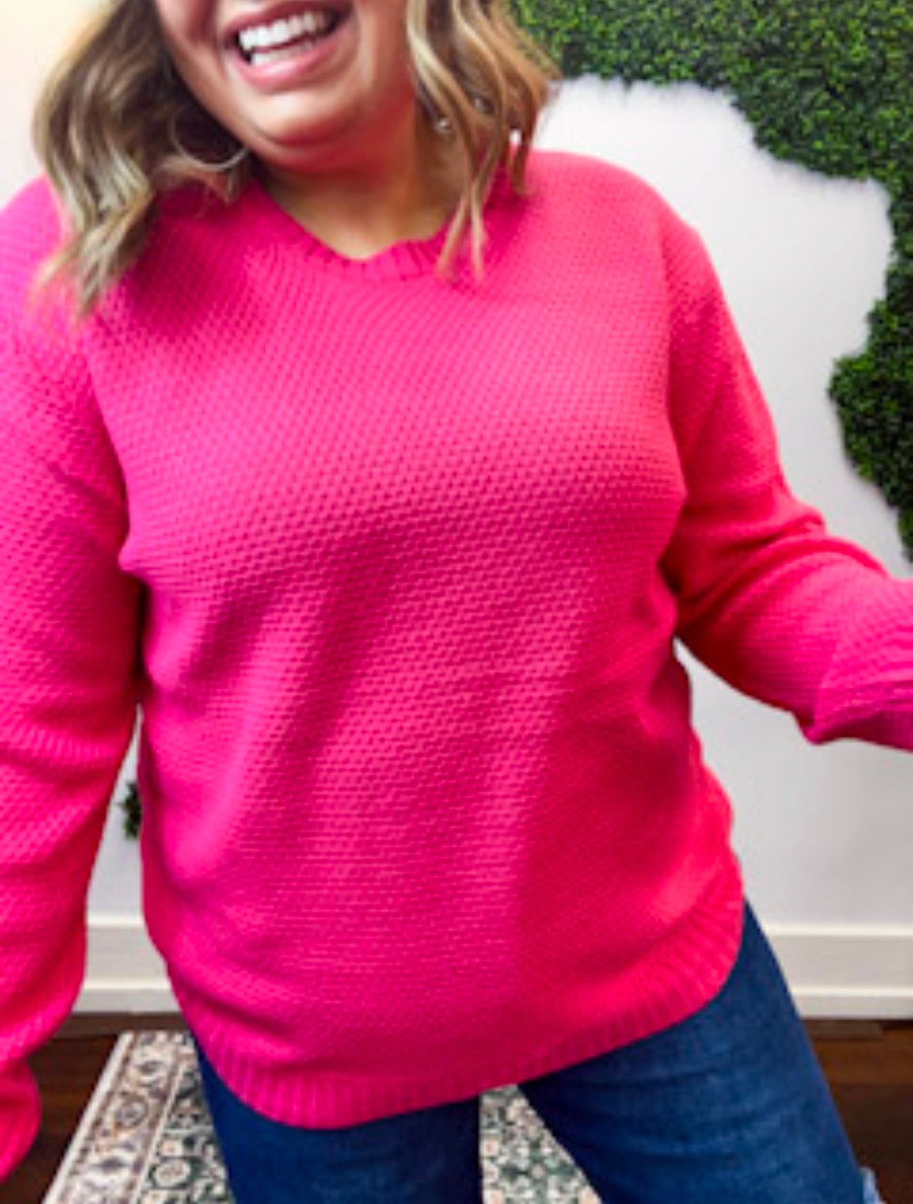 Sweet & Simple Knit Sweater in Hot Pink