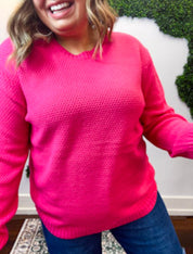 Sweet & Simple Knit Sweater in Hot Pink