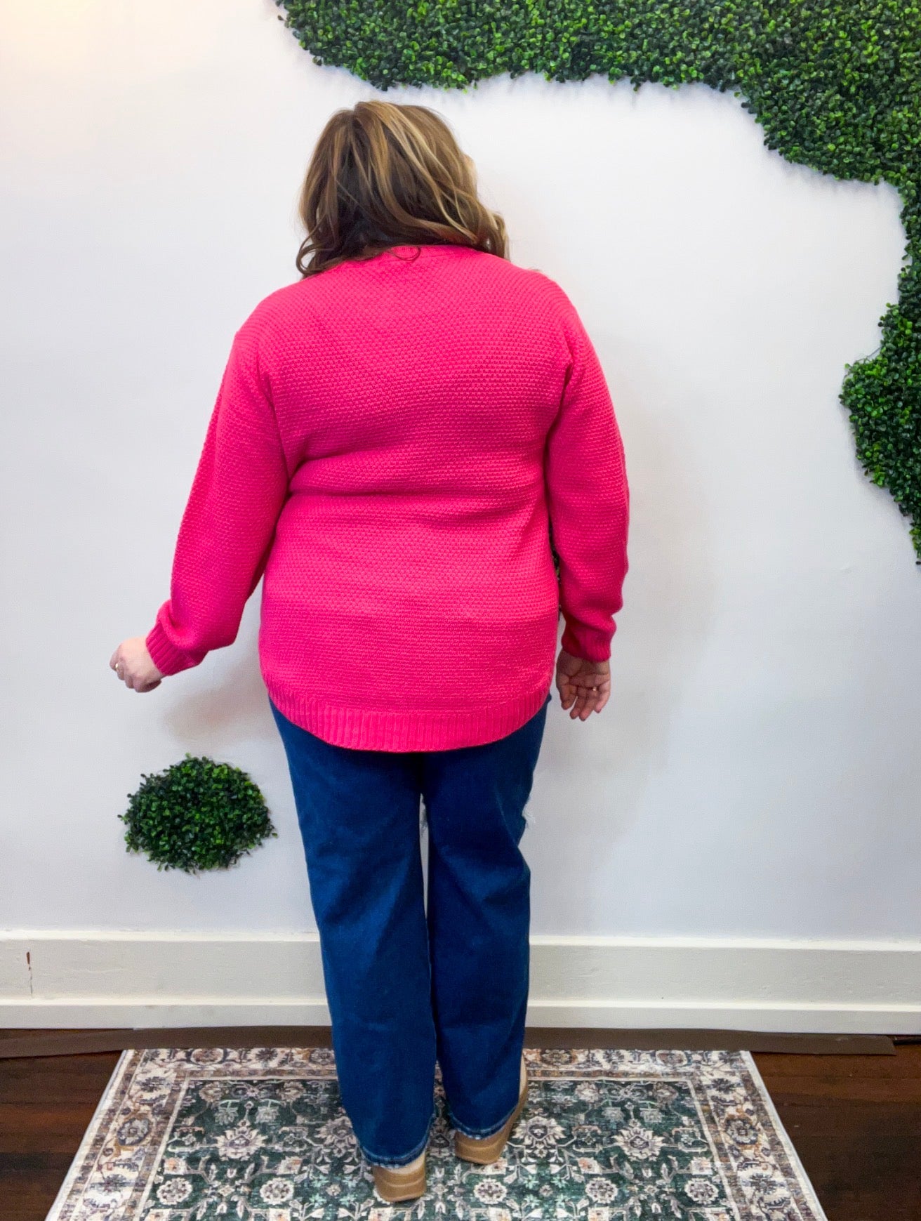 Sweet & Simple Knit Sweater in Hot Pink