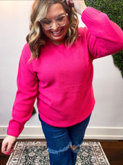 Sweet & Simple Knit Sweater in Hot Pink