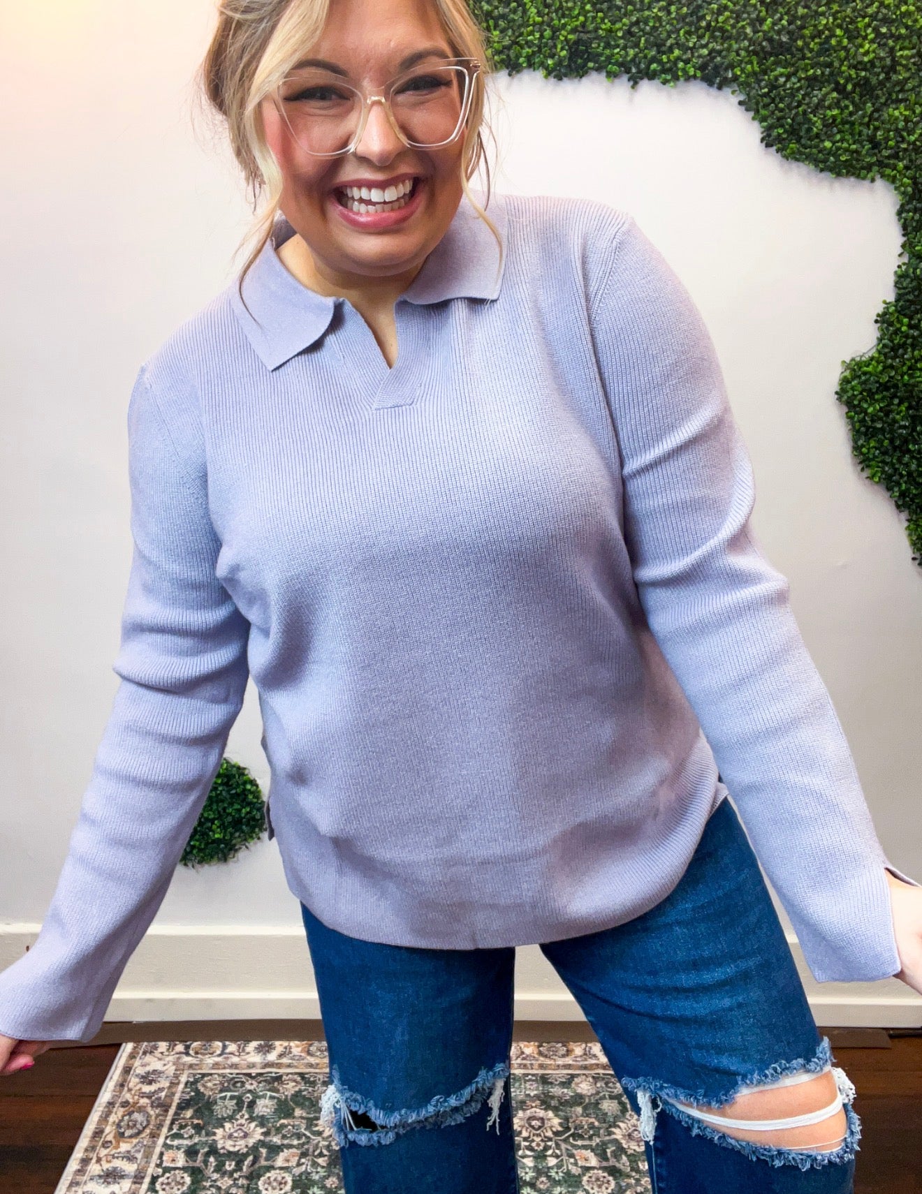 Lavender Lovin’ Collared Sweater