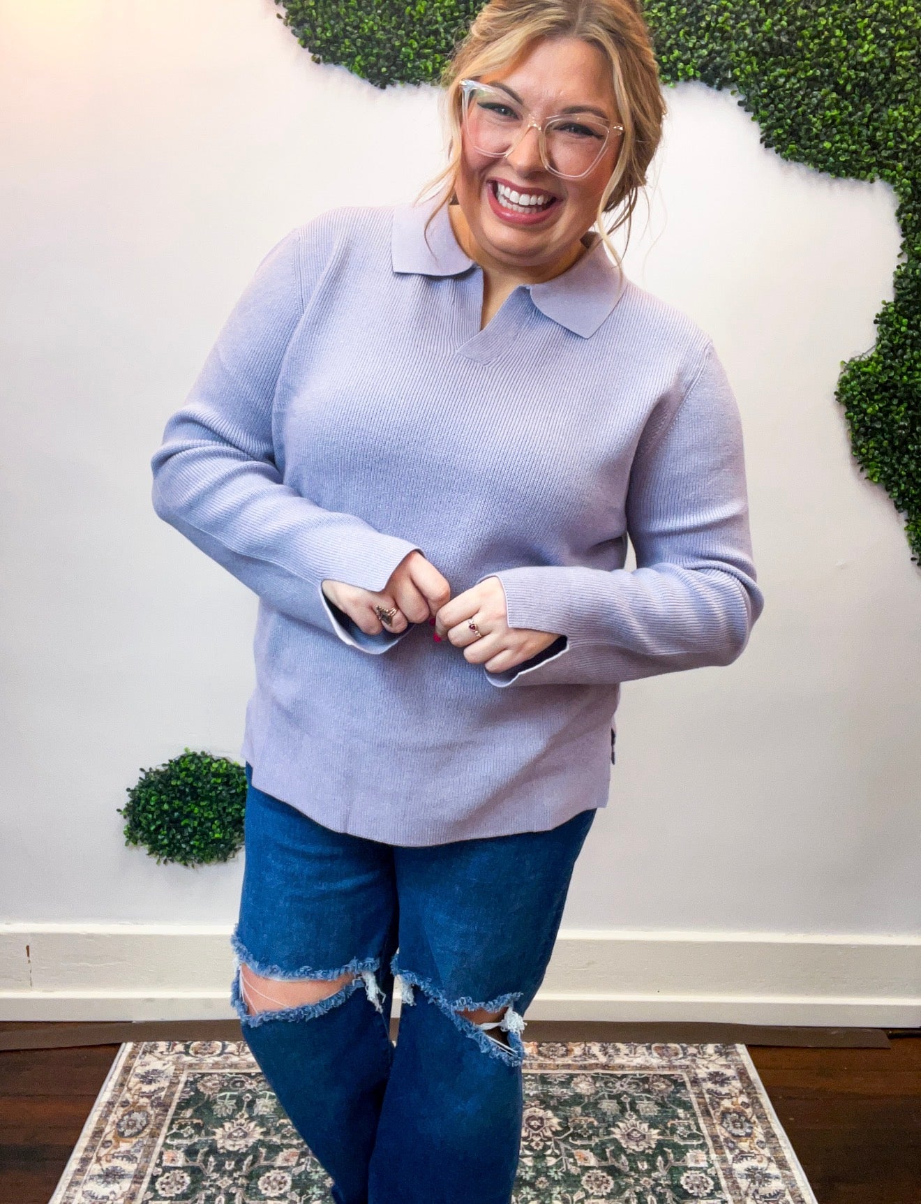 Lavender Lovin’ Collared Sweater