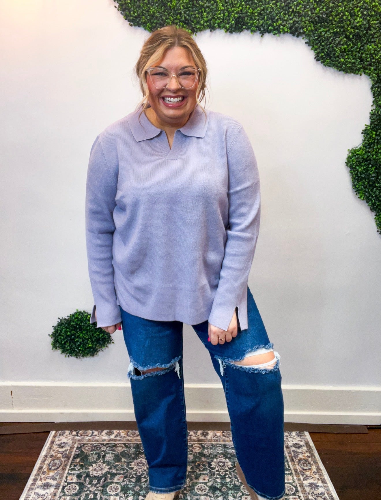 Lavender Lovin’ Collared Sweater