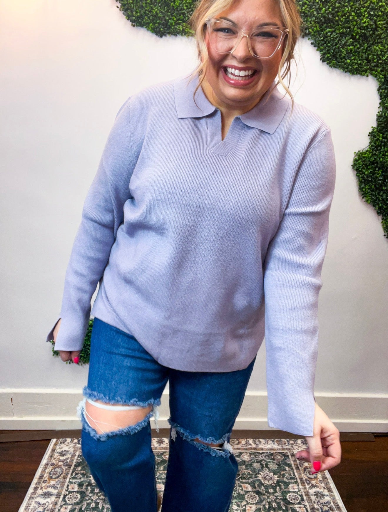 Lavender Lovin’ Collared Sweater