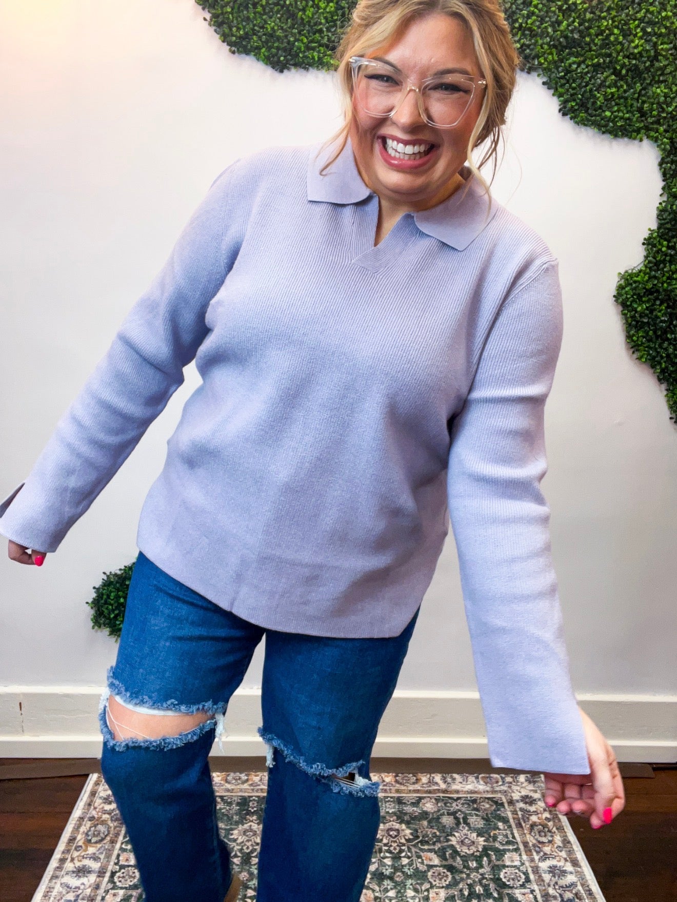 Lavender Lovin’ Collared Sweater