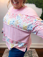 Soft Petals Colorblock Pullover in Pink