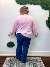 Soft Petals Colorblock Pullover in Pink