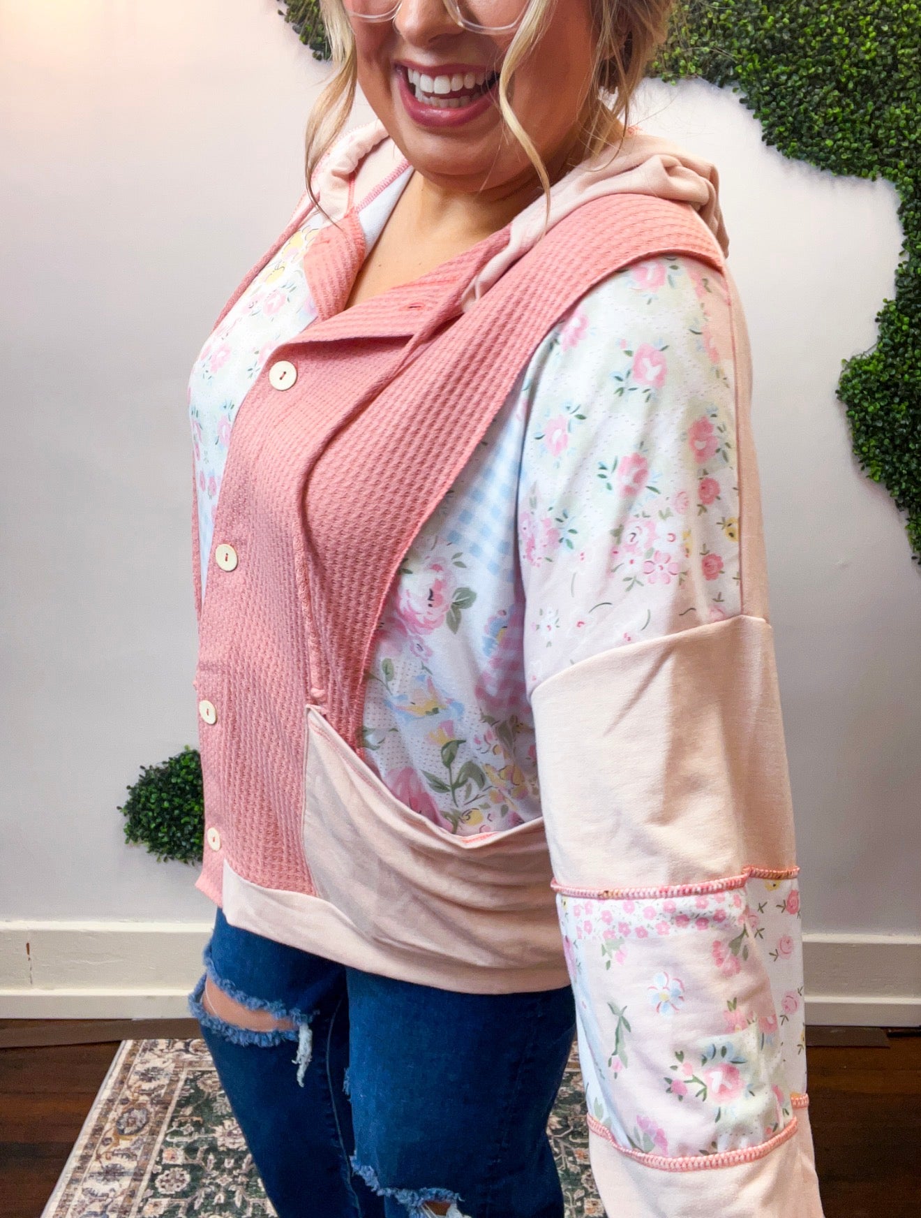 Petal Patch Hoodie Shacket