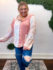 Petal Patch Hoodie Shacket