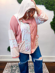 Petal Patch Hoodie Shacket