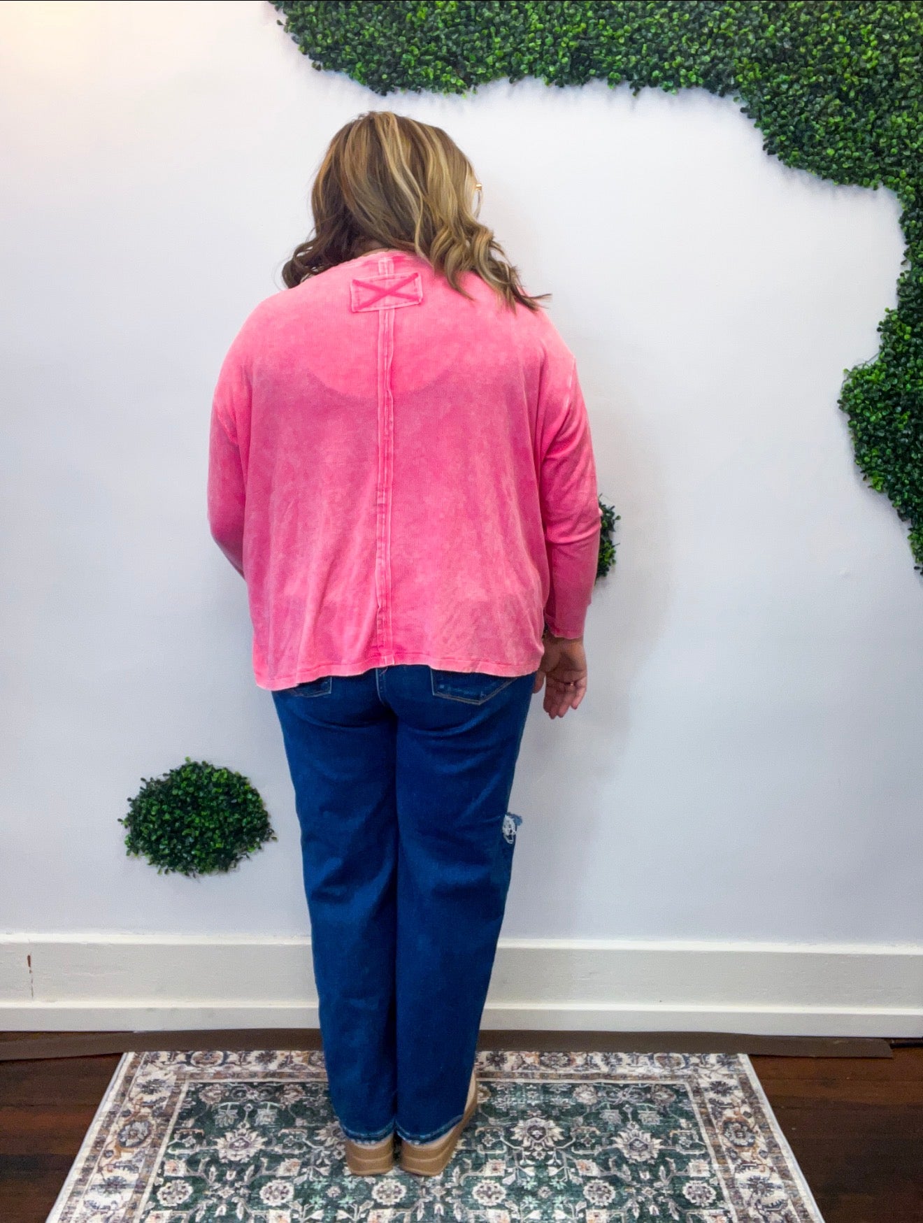 Washed Weekend Dolman Pocket Top in Fuchsia