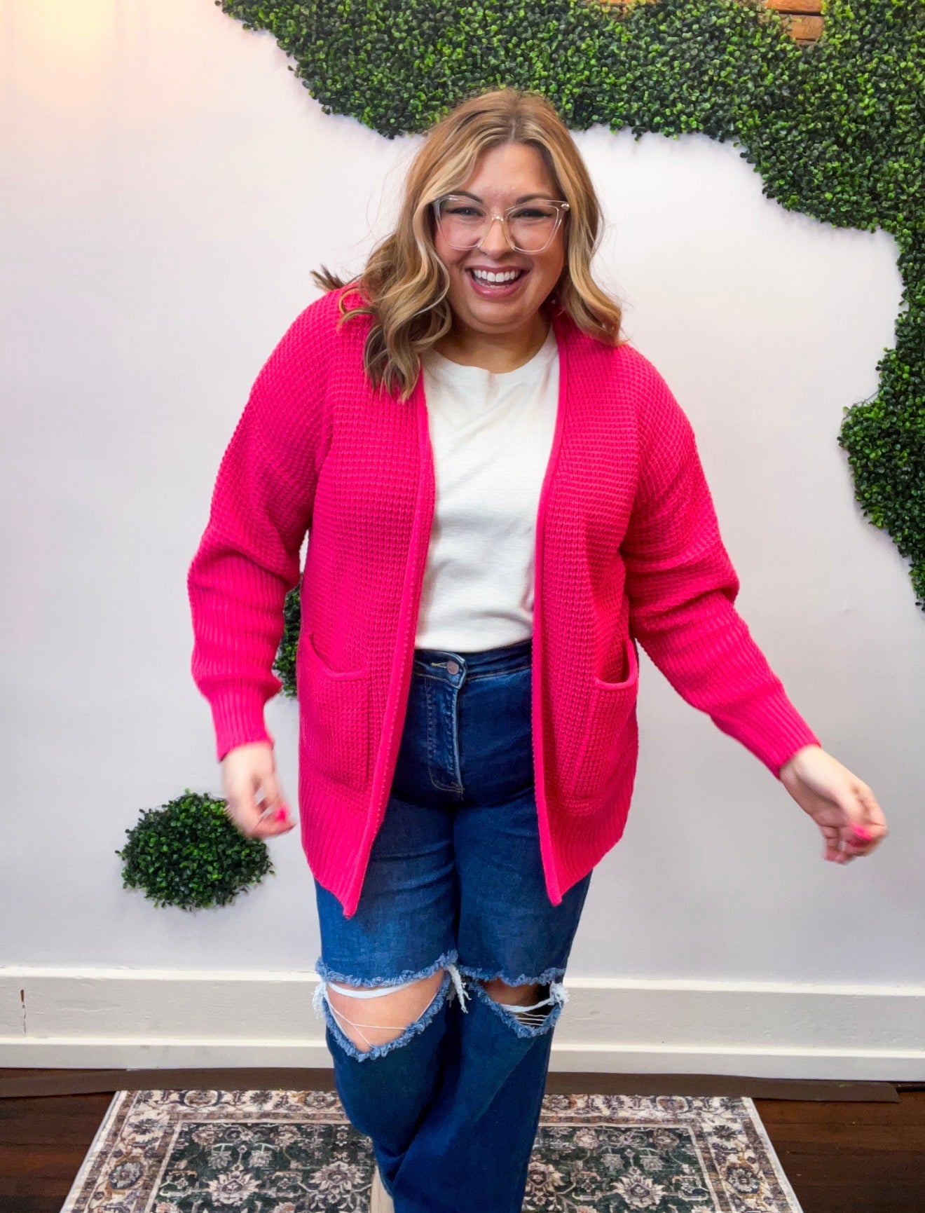 Cozy Corners Cardigan in Hot Pink