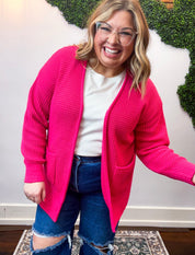 Cozy Corners Cardigan in Hot Pink