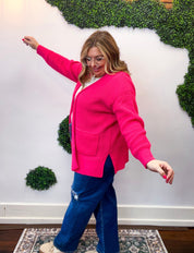 Cozy Corners Cardigan in Hot Pink