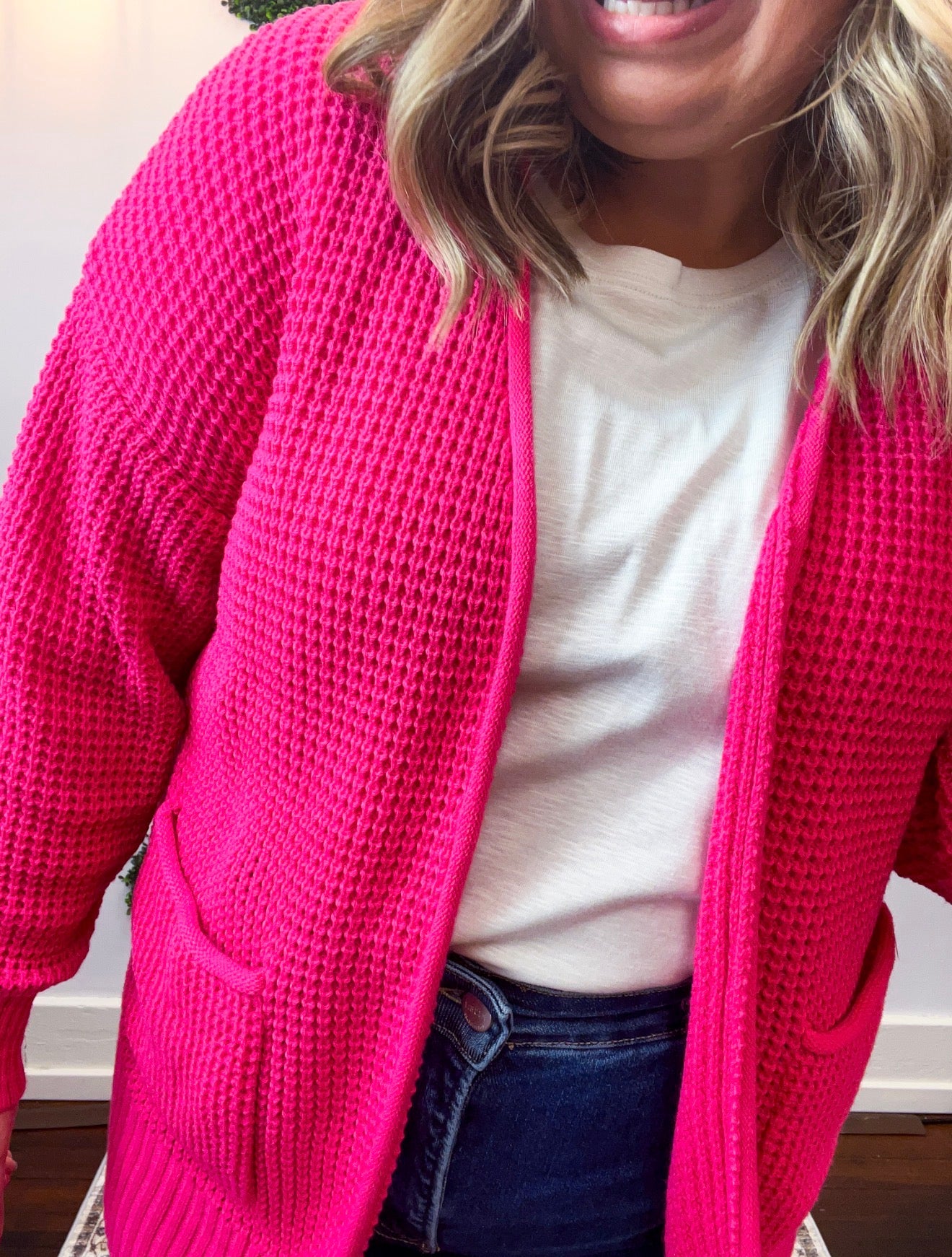 Cozy Corners Cardigan in Hot Pink