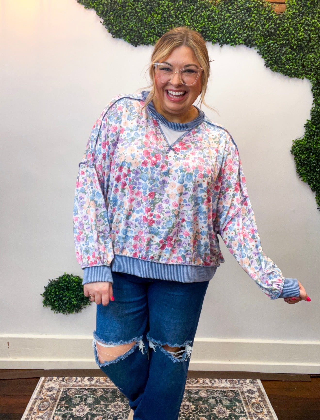 Petals & Periwinkle Pullover