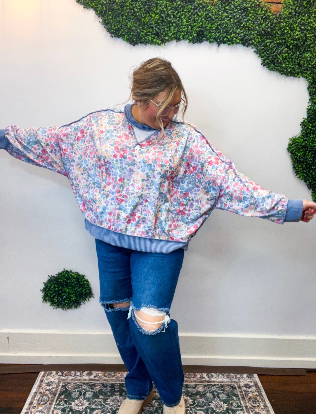 Petals & Periwinkle Pullover