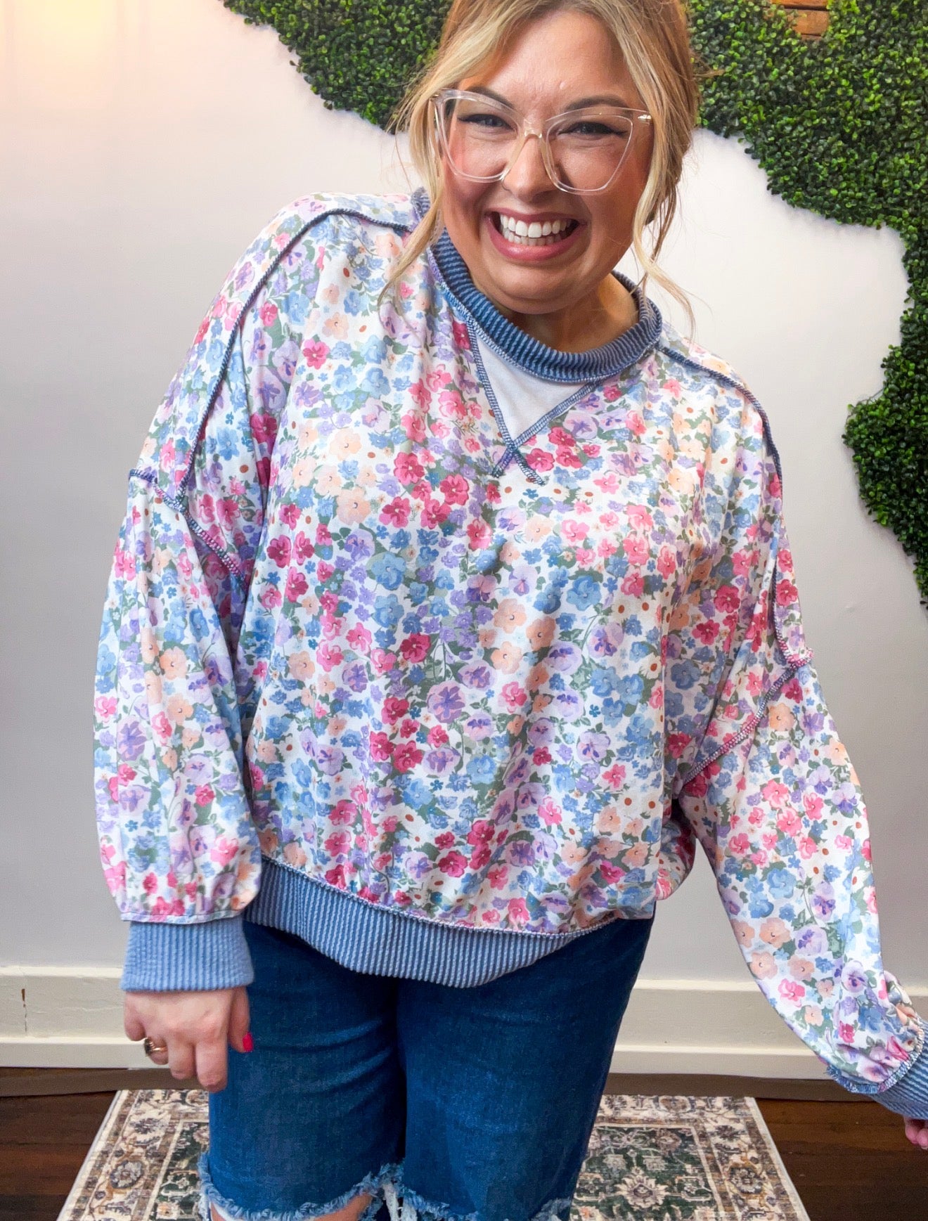 Petals & Periwinkle Pullover