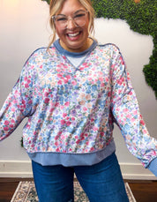 Petals & Periwinkle Pullover