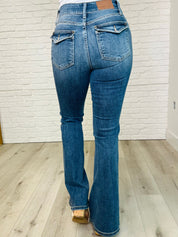 High Rise Double Button Waistband Flare Judy Blue Jeans