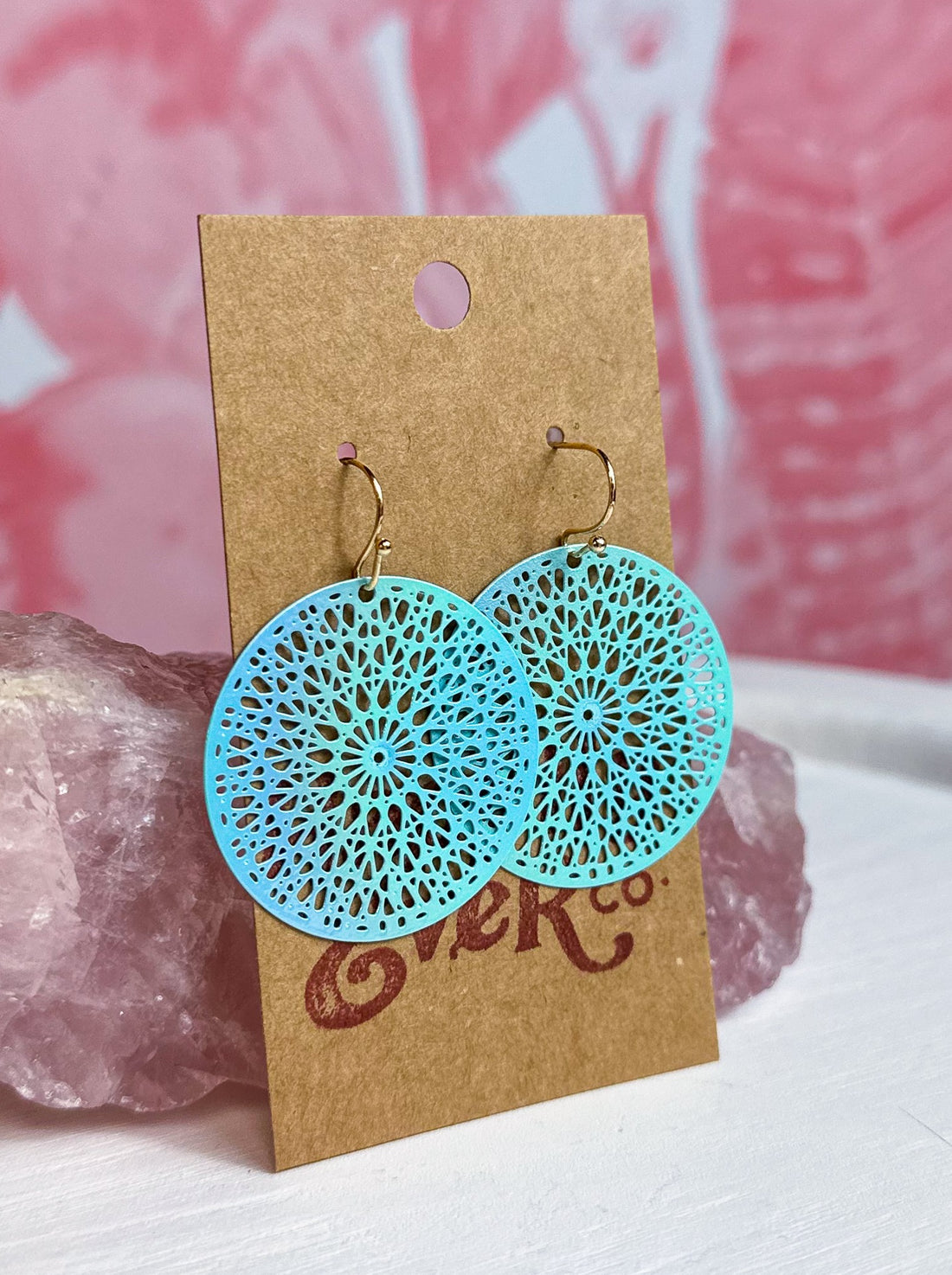 Round Medallion Cut Out Earrings - Mint *Final Sale*