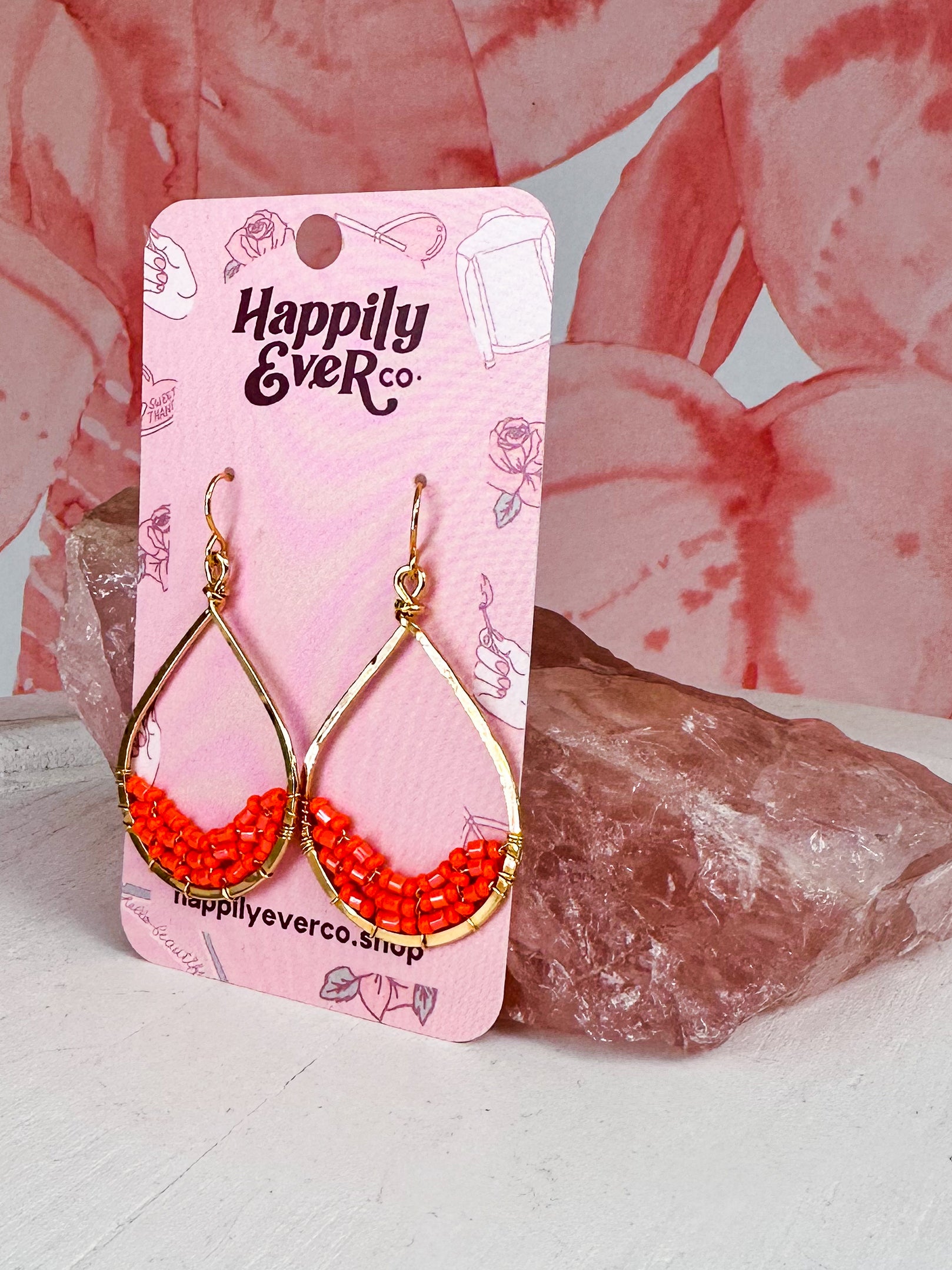 Teardrop & Orange Sparkle Earrings *FINAL SALE*