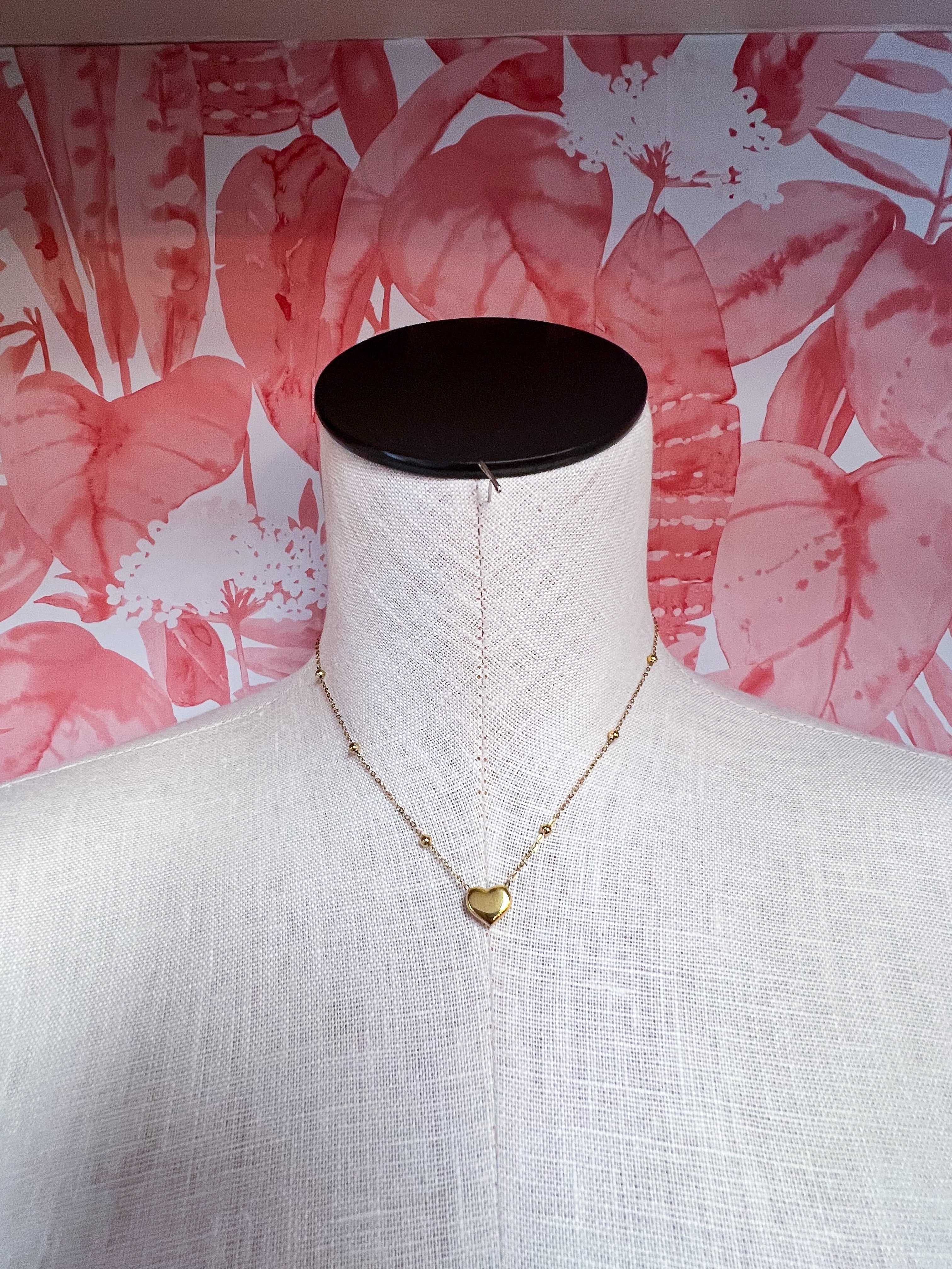 Pearl Beaded Heart Charm Toggle Necklace *Final Sale*