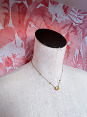 Pearl Beaded Heart Charm Toggle Necklace *Final Sale*