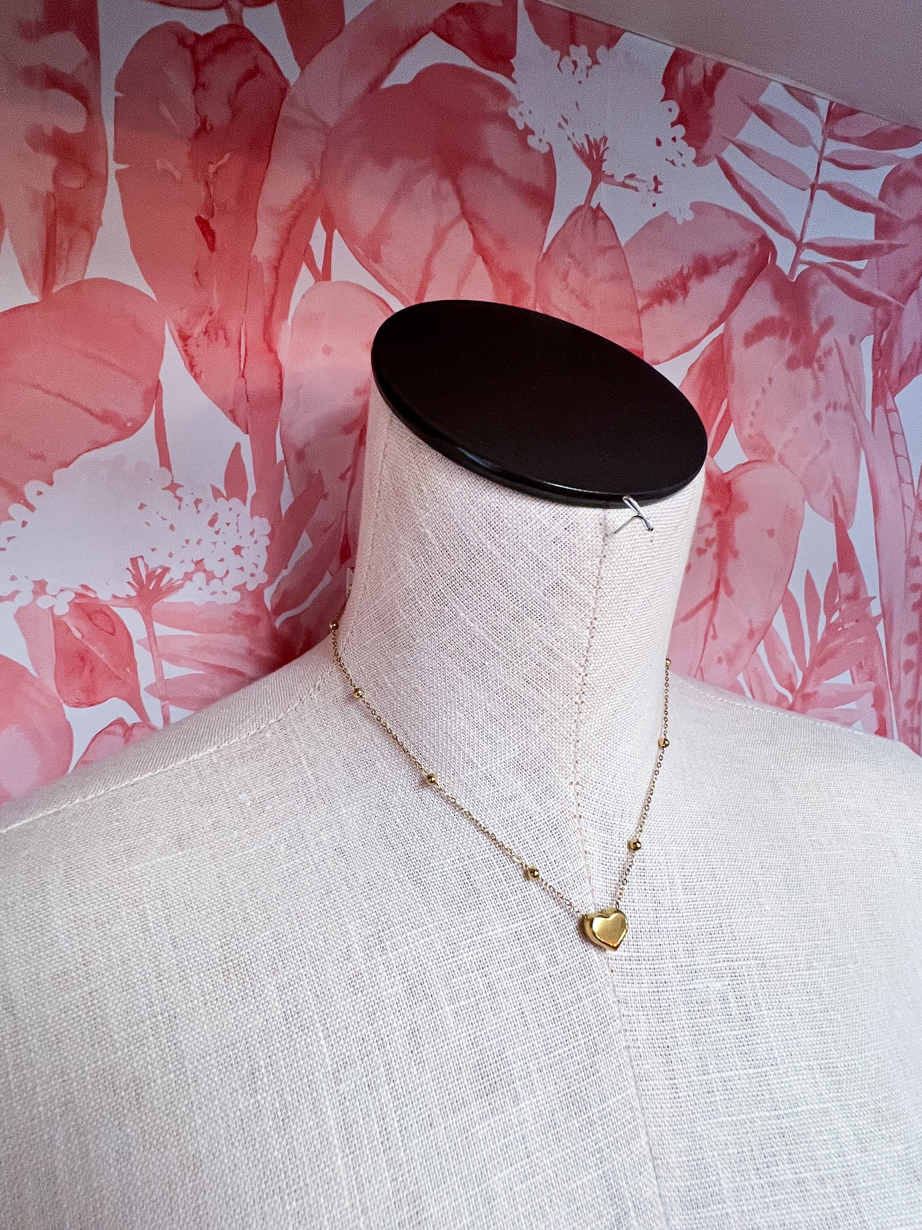 Pearl Beaded Heart Charm Toggle Necklace *Final Sale*