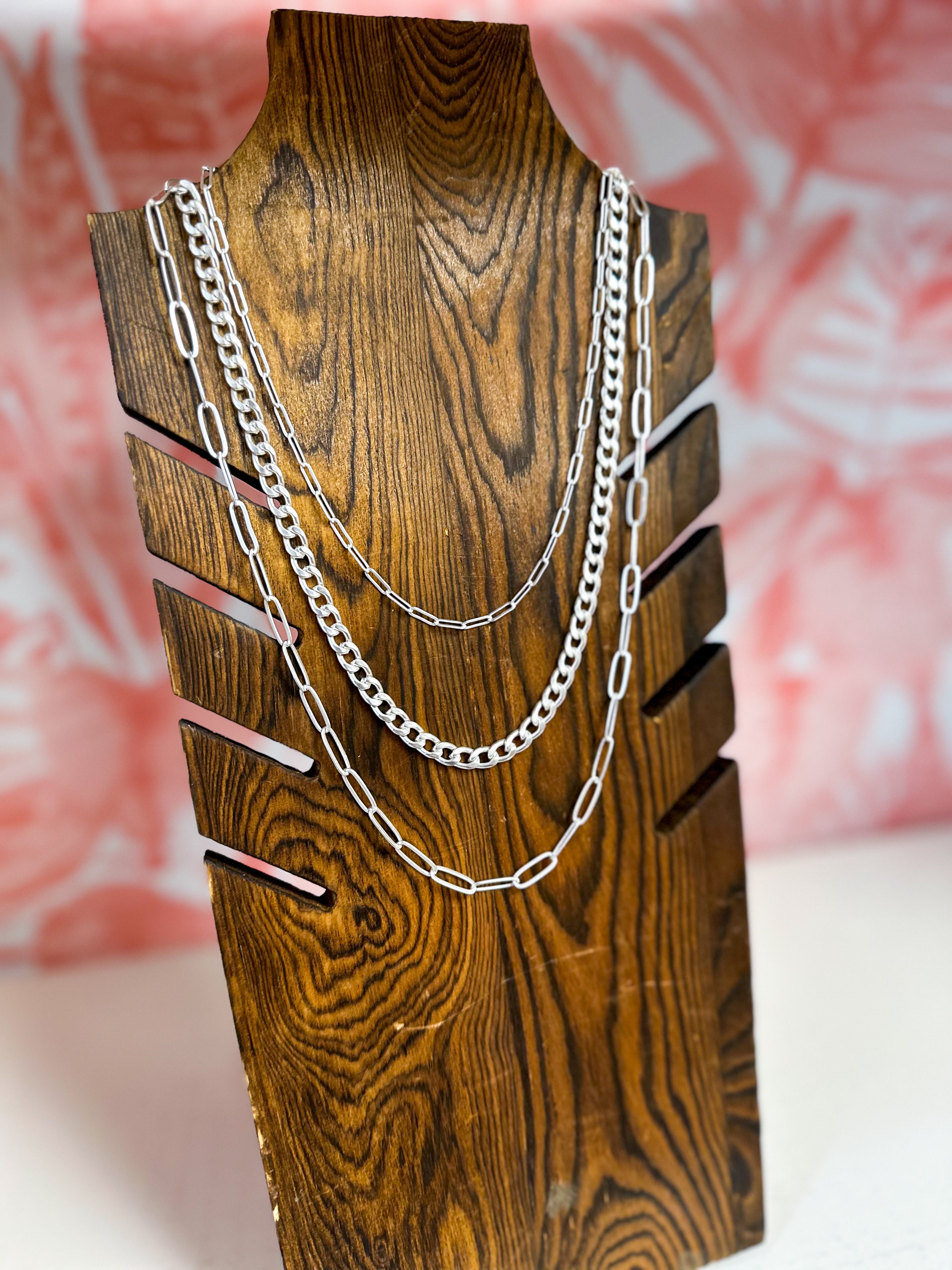Triple Stand Silver Necklace *Final Sale*