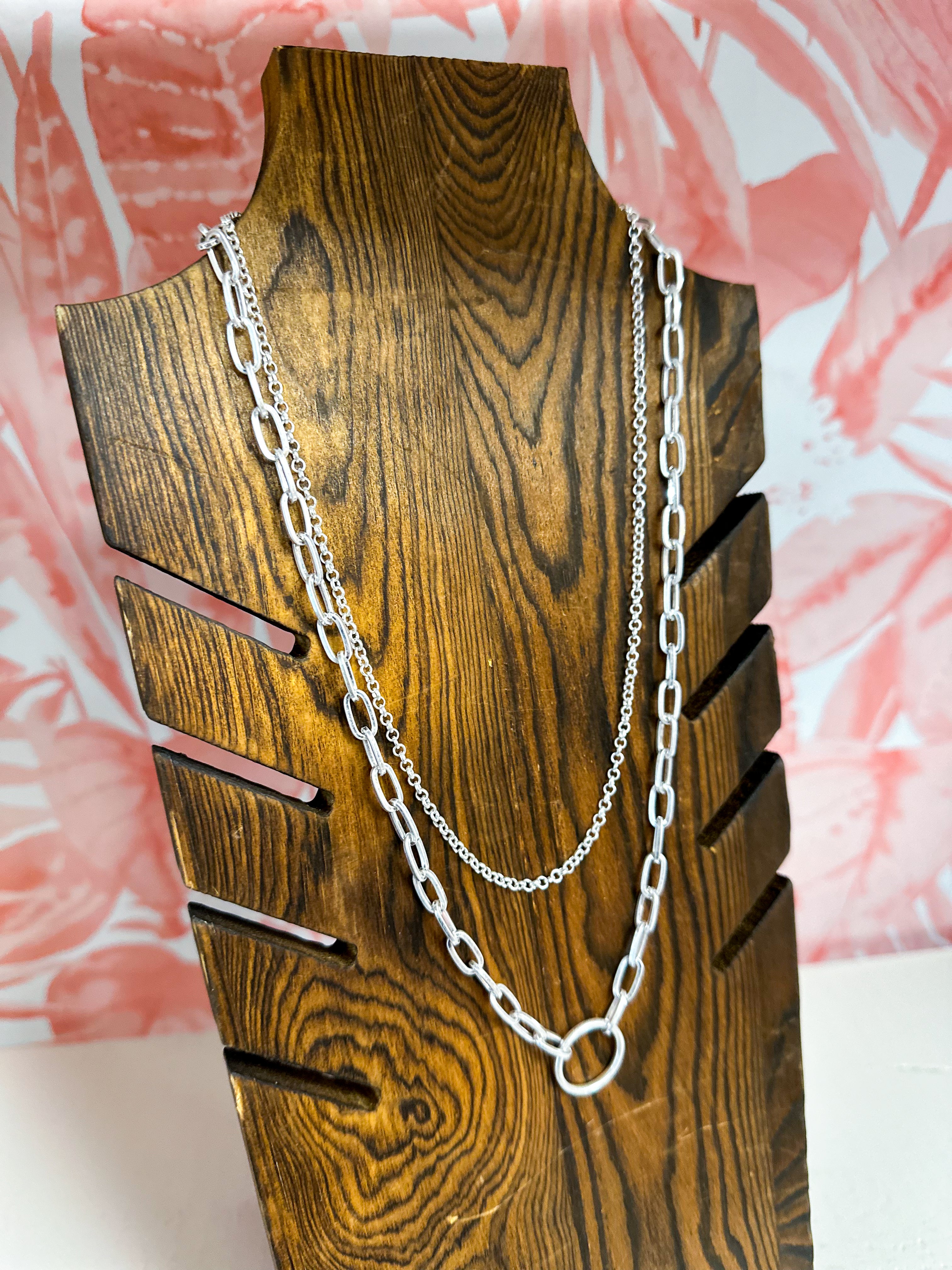 Chunky Chain Double Strand Circle Pendant Necklace *Final Sale*