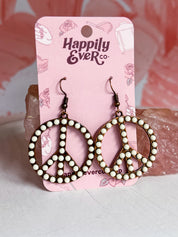 Faux White Turquoise Peace Sign Earrings