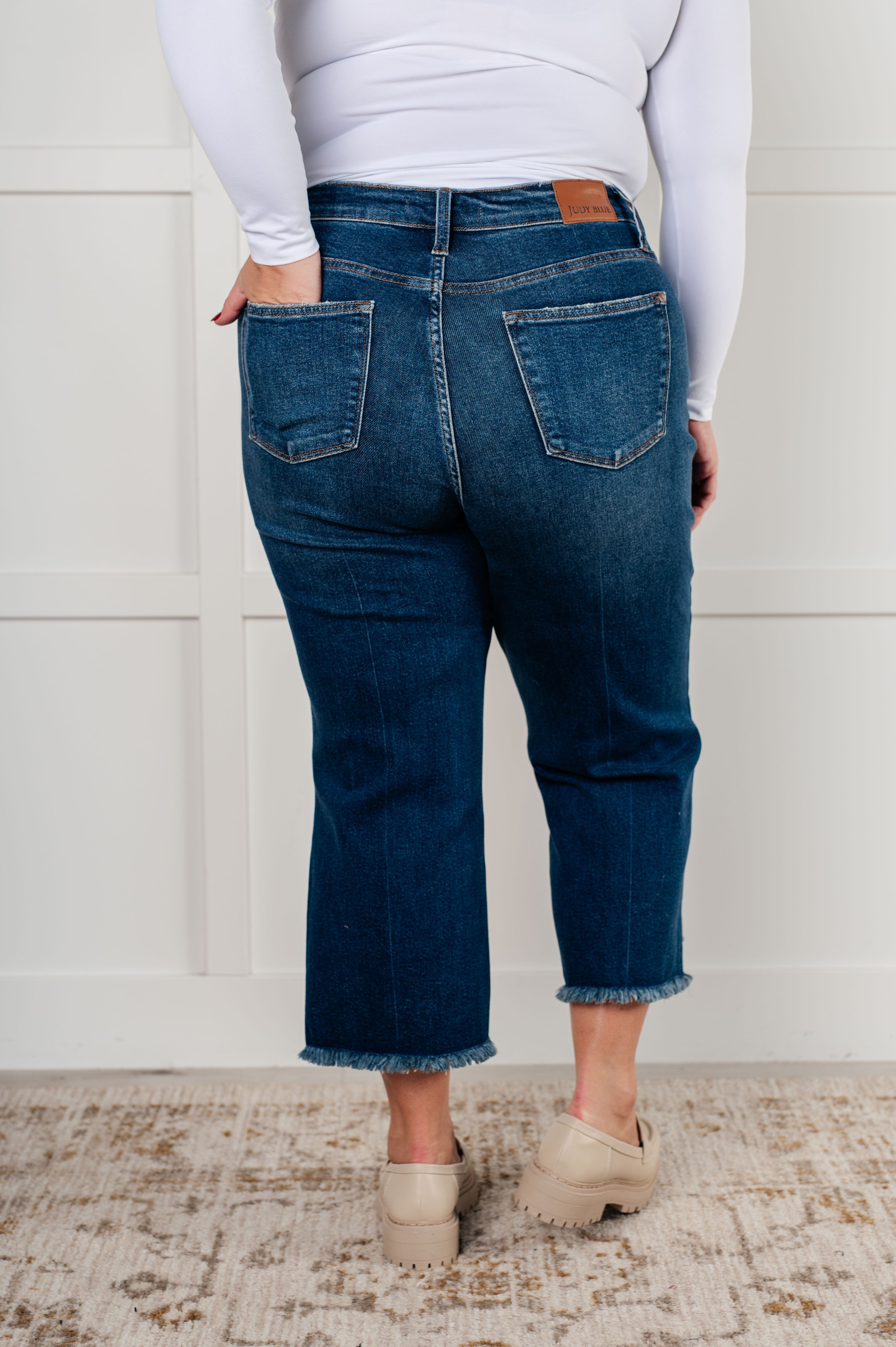 High Rise Button Fly Wide Leg Crop Judy Blue Jeans