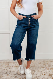 High Rise Button Fly Wide Leg Crop Judy Blue Jeans