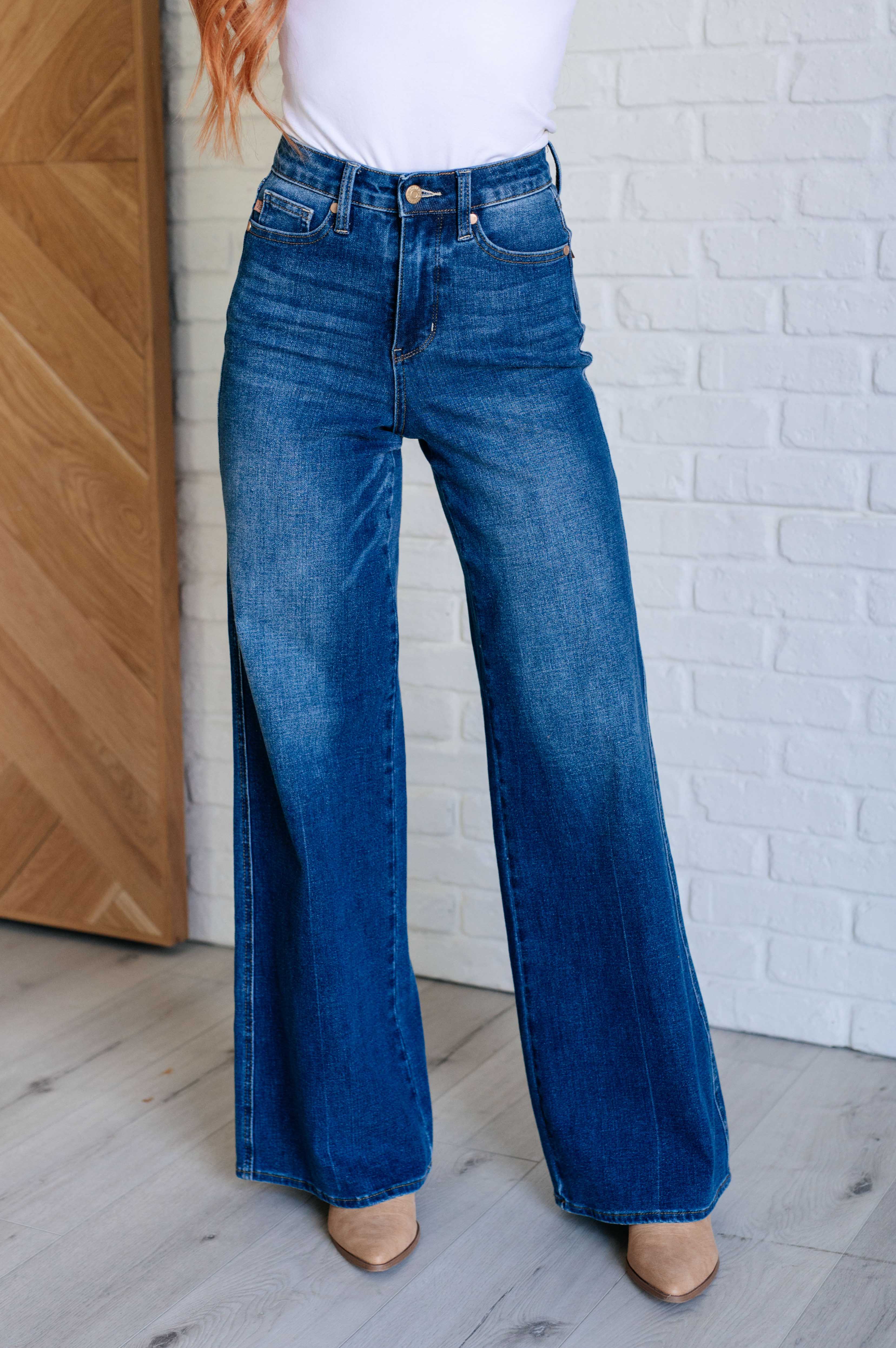 High Rise Tummy Control Retro Wide Leg Judy Blue Jeans