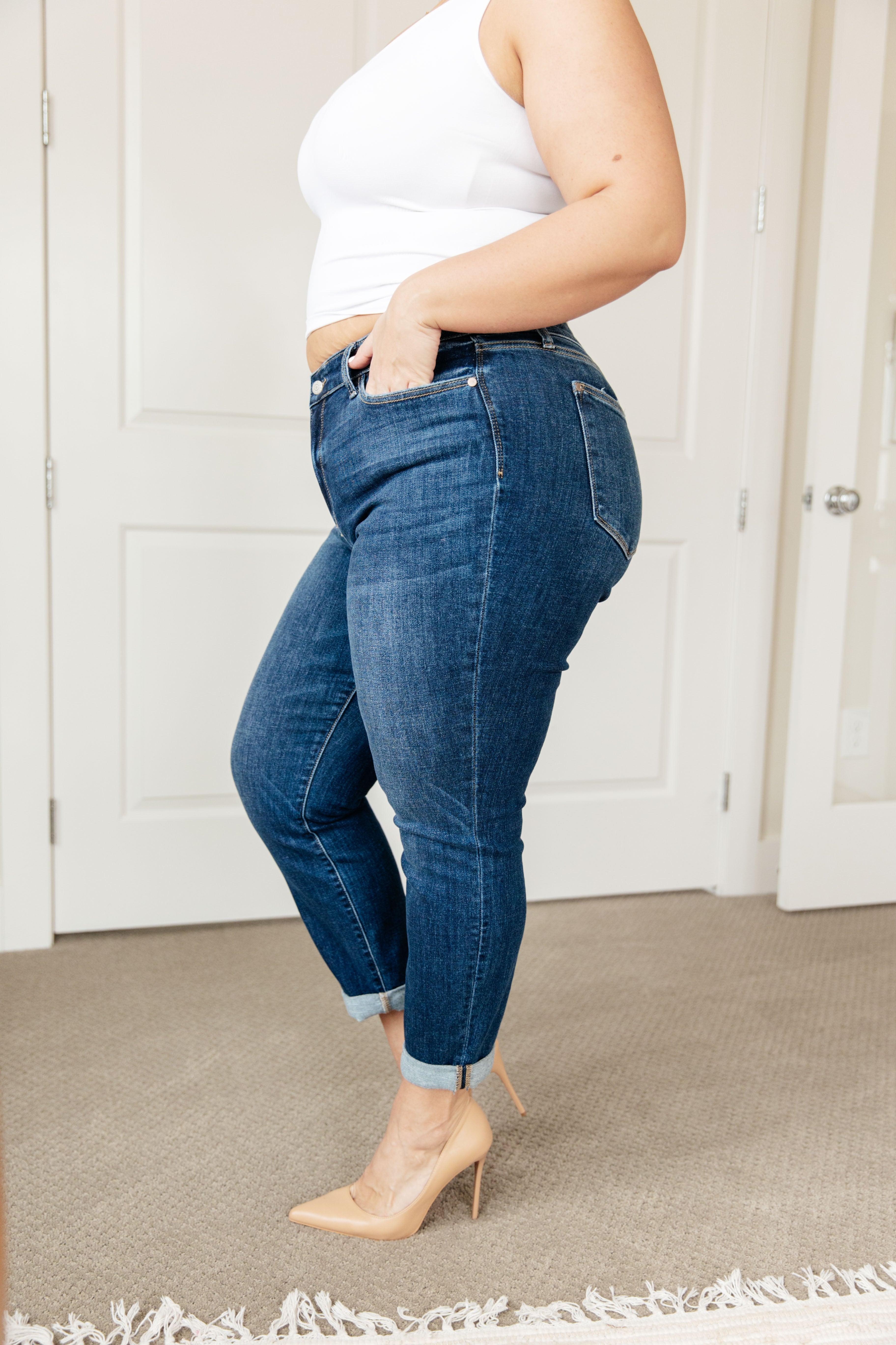 Mid Rise Cuffed Boyfriend Judy Blue Jeans – happily ever co