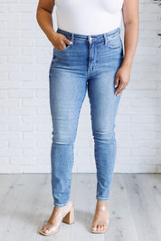 High Rise Tummy Control Contrast Wash Skinny Judy Blue Jeans