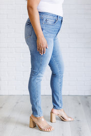 High Rise Tummy Control Contrast Wash Skinny Judy Blue Jeans