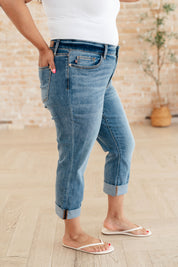 Mid Rise Cuffed Skinny Capri Judy Blue Jeans