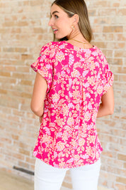 Lizzy Cap Sleeve Top in Pink and Peach Floral