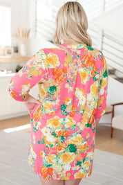 Lizzy Dress in Hot Pink and Yellow Floral