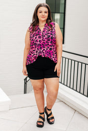 Lizzy Tank Top in Pink Multi Leopard