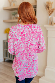 Lizzy Top in Blue and Pink Paisley