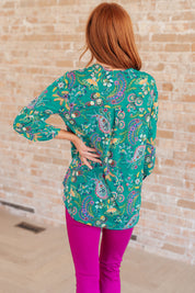 Lizzy Top in Emerald and Purple Paisley