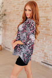 Lizzy Top in Grey and Pink Leopard