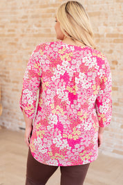 Lizzy Top in Hot Pink and Bubblegum Pink Ditsy Floral